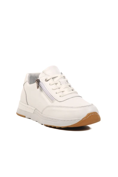 Ayakmod Beyaz Hakiki Deri Anatomik Kadın Casual Ayakkabı AY385 Z - Resim 3