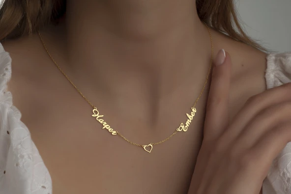 925 Ayar Gümüş Takı Seti Kadın Özel Tasarım İsim Kolye İsimli Kolye - 4