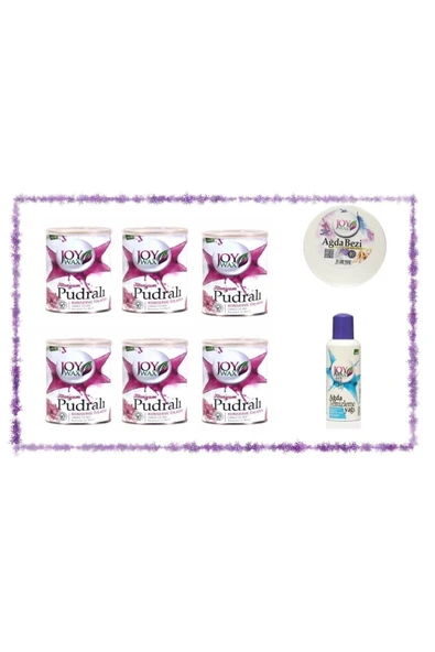 JOYWAX Joy Wax 6 Adet Konserve Sir Agda Titanyum Pudralı 800ml 80mt Ağda Bezi 125ml Yağ - 2