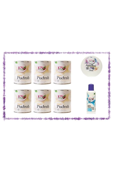 JOYWAX Joy Wax 6 Adet Konserve Sir Agda Beyaz Pudralı 800ml 80mt Ağda Bezi 125ml Yağ