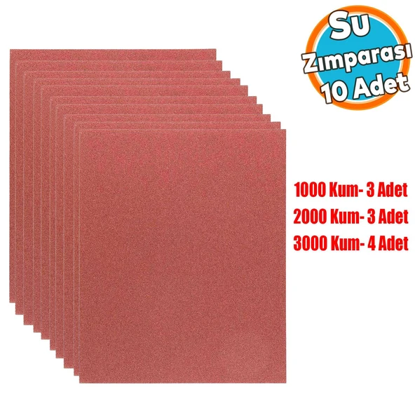 Araba Far Temizle Parlatma İnce Kalın Kum Su Zımpara Kağıt Seti 1000-2000-3000 Kum (10 Adet)