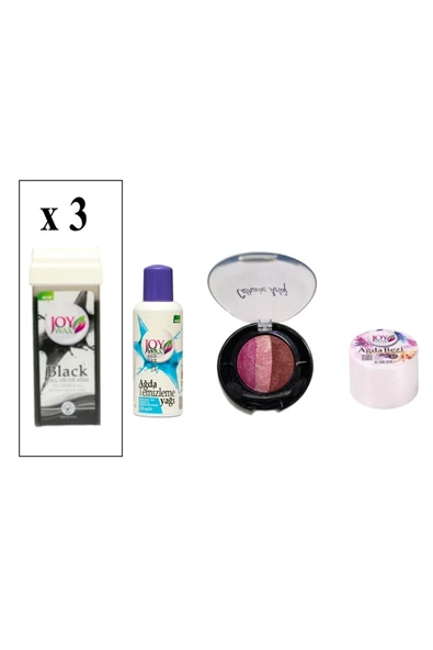JOYWAX Joy Wax 3 Adet Kartuş Agda Black +125ml Yağ+10mt Bez+30 Numara 3lü Göz Farı - 2