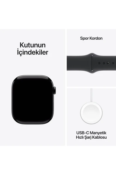 Apple Watch Series 10 GPS 46mm Simsiyah Alüminyum Kasa ve Siyah Spor Kordon Akıllı Saat S/M (Apple Türkiye Garantili) - 9