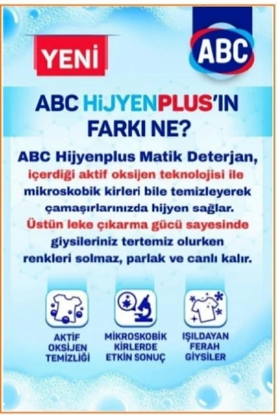 ABC Matik Hijyen Plus Toz Çamaşır Deterjanı 36 Yıkama (1 X 5,5 KG) - 2