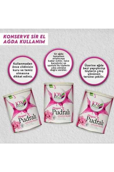 JOYWAX Joy Wax 6 Adet Konserve Sir Agda Titanyum Pudralı 800ml 80mt Ağda Bezi 125ml Yağ - 4