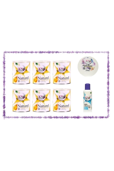 JOYWAX Joy Wax 6 Adet Konserve Sir Agda Naturel 800ml 80mt Ağda Bezi 125ml Yağ - 2