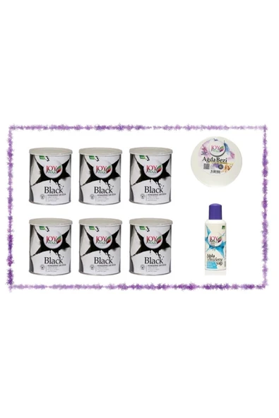 JOYWAX Joy Wax 6 Adet Konserve Sir Agda Black 800ml 80mt Ağda Bezi 125ml Yağ - 2