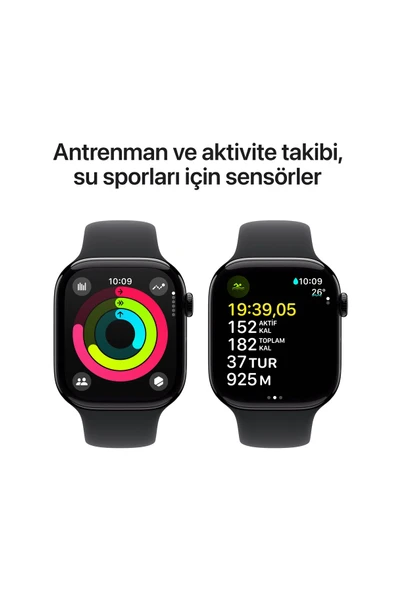 Apple Watch Series 10 GPS 46mm Simsiyah Alüminyum Kasa ve Siyah Spor Kordon Akıllı Saat S/M (Apple Türkiye Garantili) - 4