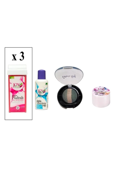 JOYWAX 3 Adet Kartuş Agda Pudralı +125ml Yağ+10mt Bez+33 Numara 3lü Göz Farı - 2