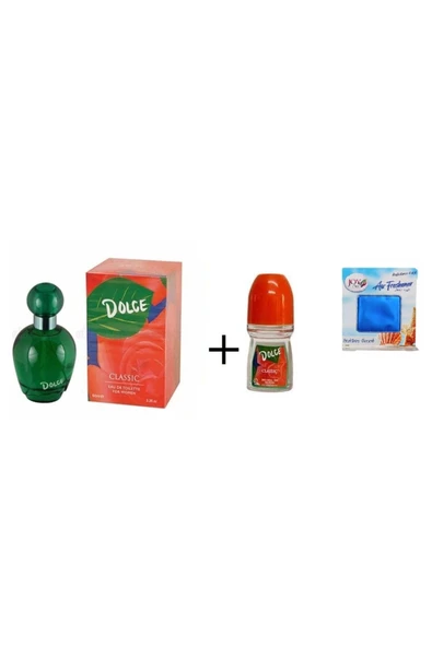 DOLCE Classic Edt 100 ml Kadın + Rollon + Joy Air Oda Kokusu 8690644006203..