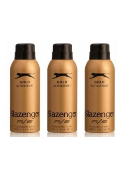 SLAZENGER Active Sport Gold Deo 150 ml - Erkek Deodorantı X 3 Adet