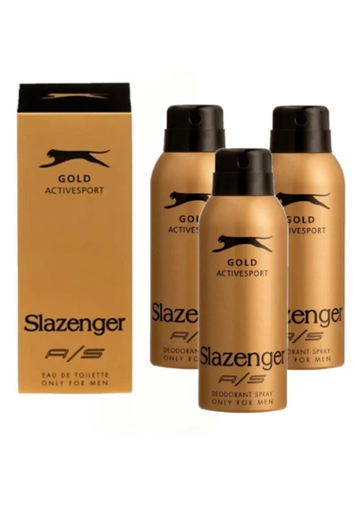 SLAZENGER Active Sport Gold Deo 150 ml - Erkek Deodorantı X 3 Adet