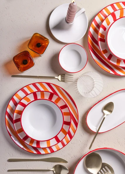 The Mia Joy Oval Servis 2li Set Kırmızı 11x21x3 cm - 3