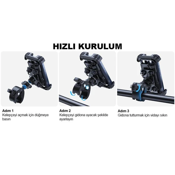 Lamicall Motosiklet için Telefon Tutucu Çift Titresim Engelleyici ve Sarsinti Önleyici BCSP01 - 8