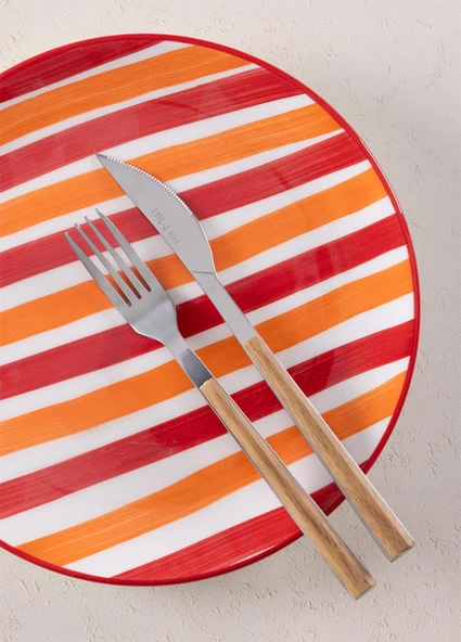 The Mia Joy Pasta Tabağı 6lı Set Kırmızı 19 cm - 5