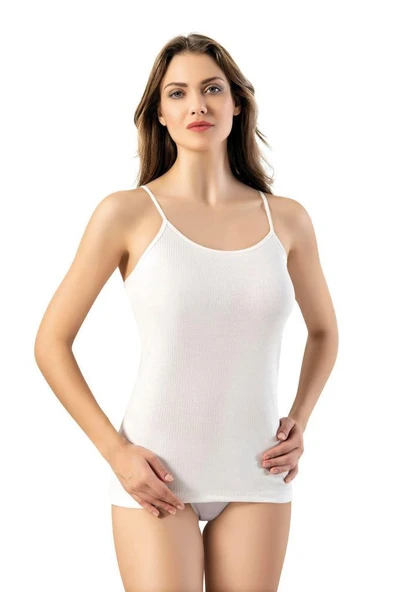 6 Adet Kota Bayan Raporlu Ribana İp Askılı Atlet 6420 - Resim 3