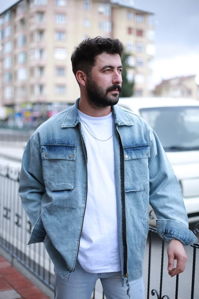 Cep Detay Denim Ceket