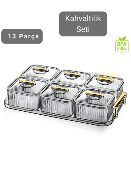 6’lı Kahvaltı Seti 13 Parça Kahvaltılık BPA Free Sunumluk Şık Tepsili Kahvaltılık - 3