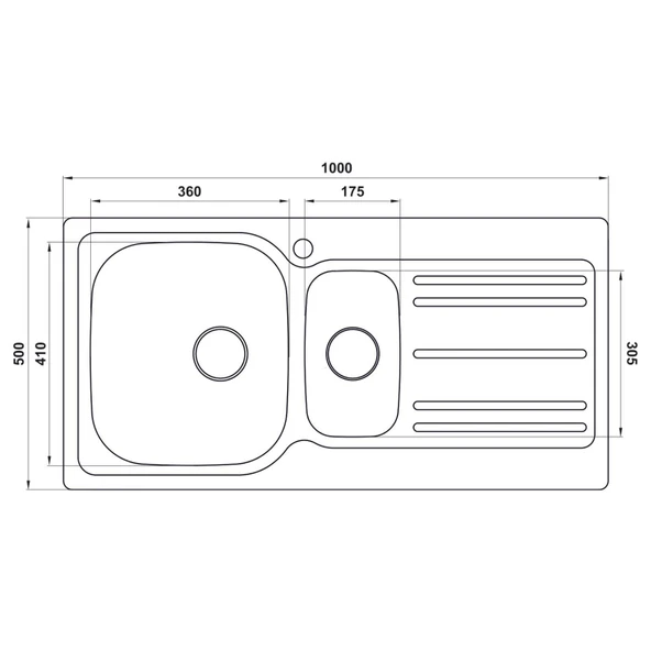 Hafele Capua 05 100x50 cm Dekorlu Sol Damlalıklı Paslanmaz Çelik Mutfak Eviyesi - 2