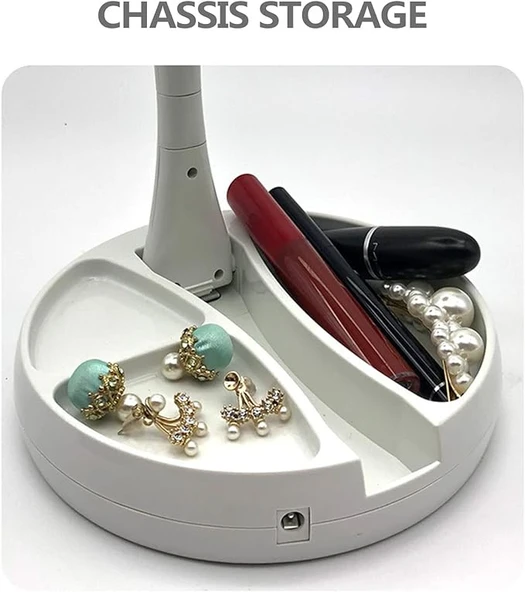 Işıklı Büyüteçli Makyaj Aynası, 10x Büyüteçli 21 Led Işıklı Seyahat Makyaj Aynası, Çift Taraflı Kompakt Ayna, Makyaj Masası ve Seyahat için Işıklı Makyaj Aynası. - 2