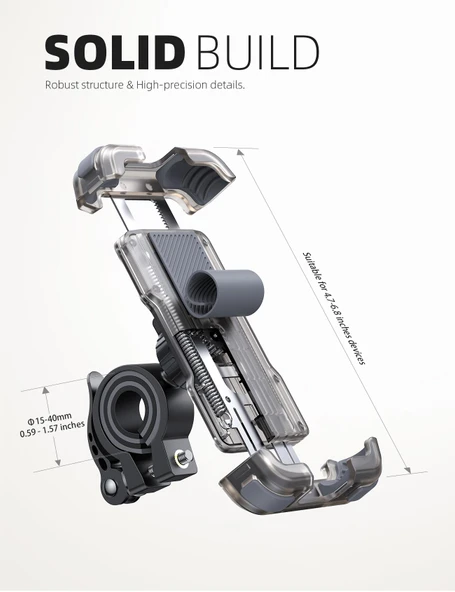 Lamicall Motosiklet ve Bisiklet Telefon Tutucu Ayarlanabilir BP03T - Resim 5
