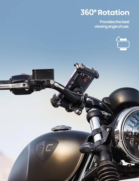 Lamicall Motosiklet ve Bisiklet Telefon Tutucu 360 Derece Döndürülebilir BM02BLACK - 3