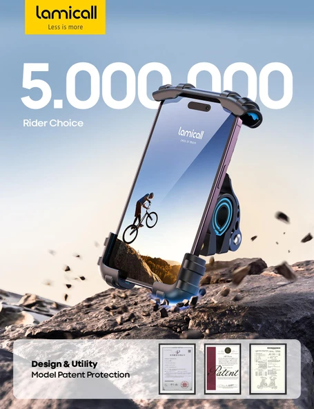 Lamicall Motosiklet ve Bisiklet Telefon Tutucu 360 Derece Döndürülebilir BM02BLUE - Resim 7