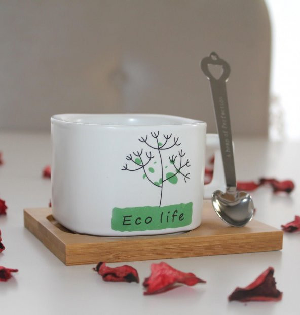 Eco Life Hayat Ağacı Desenli Mıknatıs Kaşık Kahve Fincanı 200 Ml - 1