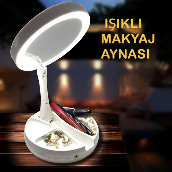 Işıklı Büyüteçli Makyaj Aynası, 10x Büyüteçli 21 Led Işıklı Seyahat Makyaj Aynası, Çift Taraflı Kompakt Ayna, Makyaj Masası ve Seyahat için Işıklı Makyaj Aynası.