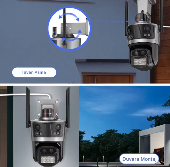 qasul 8K WiFi 16MP Dört Ekran Güvenlik Kamerası CCTV IP Kamera 8X Zoom Otomatik Takip Video Gözetim - 5
