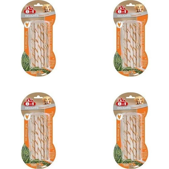 8in1 Delights Bones Köpekler İçin Twested Sticks 10'lu X 4 Adet