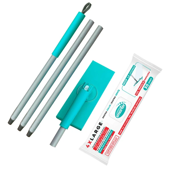 SMARTER ŞİP ŞAK MOP + YER HAVLUSU OTOMATİK EL DEĞMEDEN TÜM BEZLERLE UYUMLU TEMİZLİK SETİ PASPAS - 6