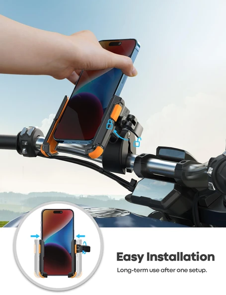 Lamicall Motosiklet ve Bisiklet Telefon Tutucu Kolay Sök Tak BP09O - Resim 3