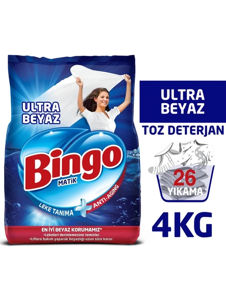 Bingo Matik Ultra Beyaz Toz Çamaşır Deterjanı 4 KG