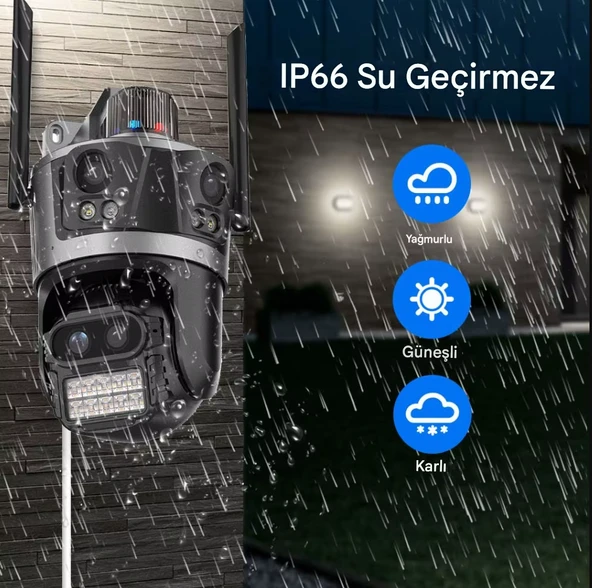 qasul 8K WiFi 16MP Dört Ekran Güvenlik Kamerası CCTV IP Kamera 8X Zoom Otomatik Takip Video Gözetim - 7