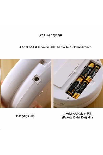 Işıklı Büyüteçli Makyaj Aynası, 10x Büyüteçli 21 Led Işıklı Seyahat Makyaj Aynası, Çift Taraflı Kompakt Ayna, Makyaj Masası ve Seyahat için Işıklı Makyaj Aynası. - 7