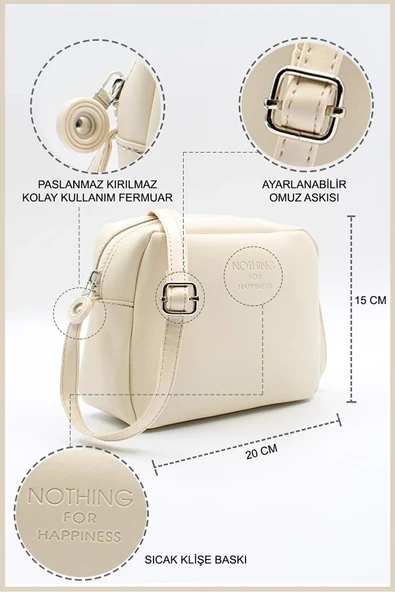 NOTHING Kadın Mini Urban Çanta Krem - Resim 2