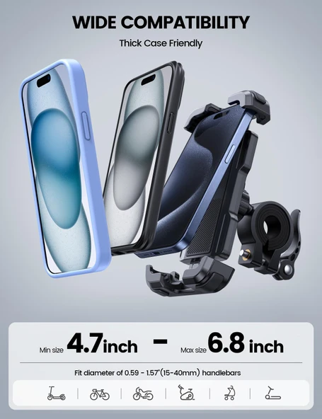 Lamicall Motosiklet ve Bisiklet Telefon Tutucu Ayarlanabilir BP03B - 5