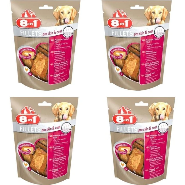8in1 Fillets Pro Skin ve Coat Keten Tohuğumu Yağı Aromalı Köpek Ödülü 80 gr X 4 Adet