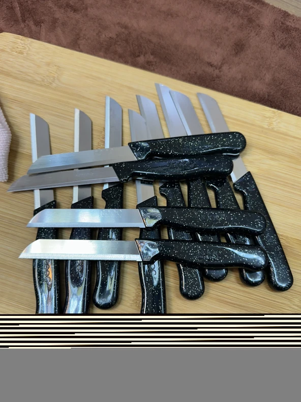 Kapris 12 Adet Meyve Bıçağı Seti Alman Model Siyah SLR01