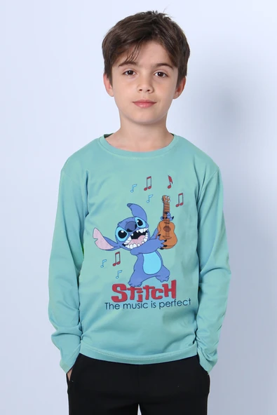 ERKEK ÇOCUK UZUN KOLLU TSHİRT KARAKTER BASKILI BİSİKLET YAKA E10 - Resim 7