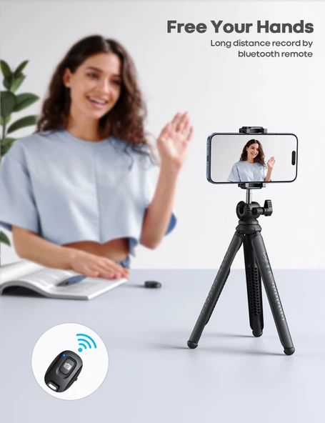 Lamicall Cep Telefonu ve Kamera Uzaktan Kumandali Selfie Çubugu Tripod STTP02 - 3