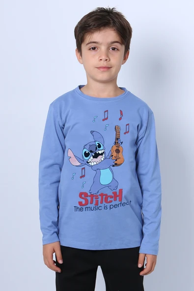 ERKEK ÇOCUK UZUN KOLLU TSHİRT KARAKTER BASKILI BİSİKLET YAKA E10 - Resim 2