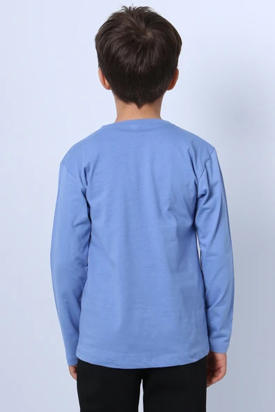 ERKEK ÇOCUK UZUN KOLLU TSHİRT KARAKTER BASKILI BİSİKLET YAKA E10 - Resim 3