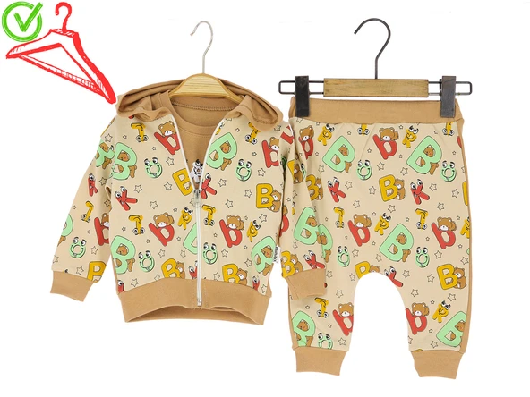 Erkek Bebek Takım Üç Parçalı Fermuarlı - Resim 3