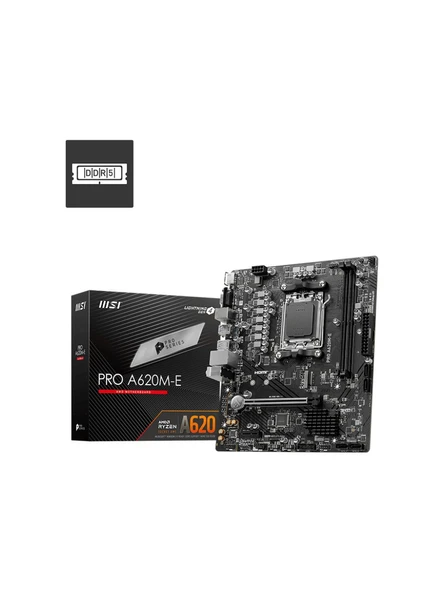 MSI MB PRO A620M-E AM5 DDR5 6000MHZ(OC) HDMI VGA 1X M.2 USB3.2 GIGABIT LAN MATX