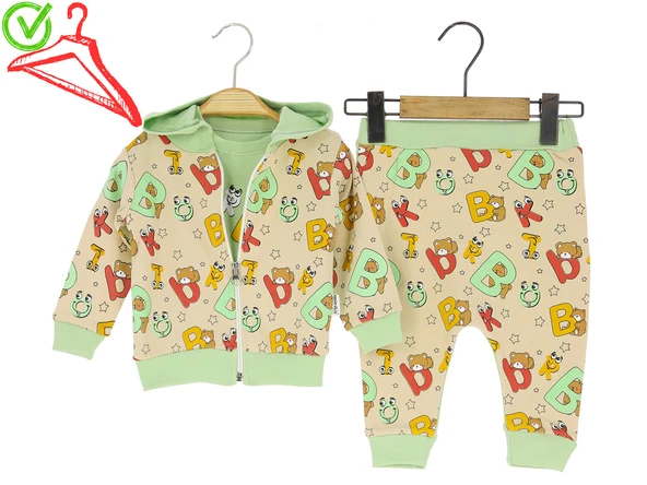 Erkek Bebek Takım Üç Parçalı Fermuarlı - Resim 2