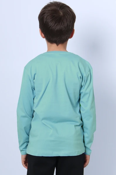 ERKEK ÇOCUK UZUN KOLLU TSHİRT KARAKTER BASKILI BİSİKLET YAKA E10 - Resim 9