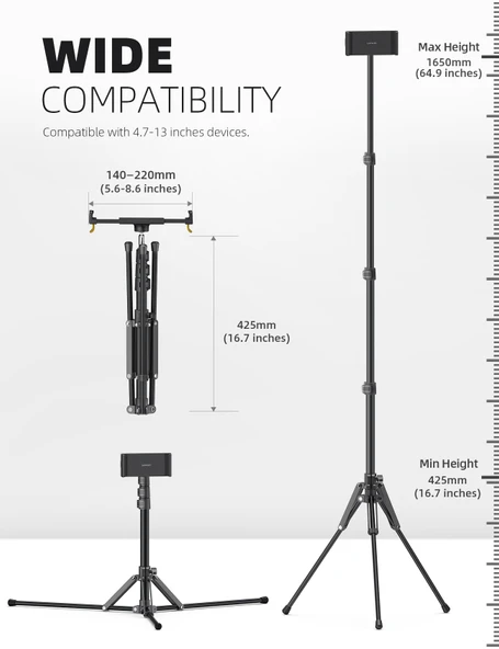 Lamicall Katlanabilir Tablet Tripod 360 Derece Dönme Kumandali FT02 - 7