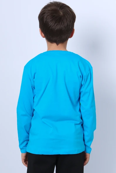 ERKEK ÇOCUK UZUN KOLLU TSHİRT KARAKTER BASKILI BİSİKLET YAKA E10 - Resim 6